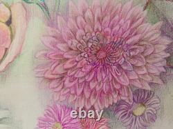 Old Original Drawing Plate Botanical Flower Studies Signed (5)