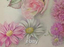 Old Original Drawing Plate Botanical Flower Studies Signed (5)