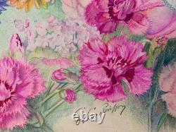 Old Original Drawing Plate, Botanical Flower Studies, Signed (9)