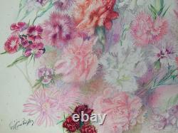 Old Original Drawing Sheet, Botanical Flower Studies, Signed (2)