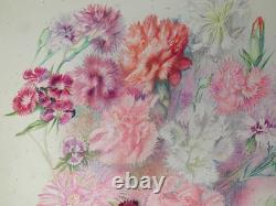 Old Original Drawing Sheet, Botanical Flower Studies, Signed (2)