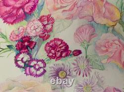 Old Original Drawing Sheet Botanical Flower Studies Signed (7)