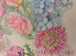 Old Original Drawing Sheet Botanical Flower Studies Signed (7)