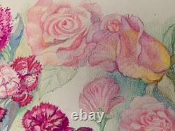 Old Original Drawing Sheet Botanical Flower Studies Signed (7)