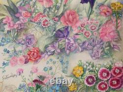 Old Plate of Original Drawings Botanical Flower Studies Signed (10)