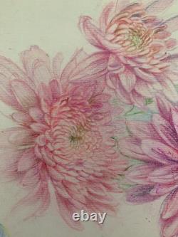 Old Plate of Original Drawings, Botanical Flower Studies, Signed (11)
