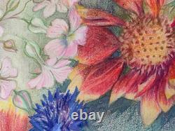 Old Plate of Original Drawings Botanical Flower Studies Signed (13)