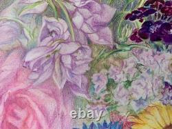 Old Sheet of Original Drawings, Botanical Flower Studies, Signed (9)