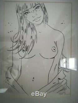 Original And Signed Drawing Jim, Marie Topless One Night In Rome