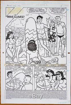 Original Artwork Of Archie By Stan Goldberg Surf Bikini Original Art Paddle