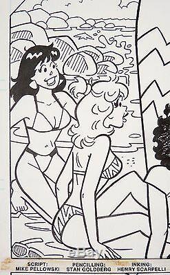 Original Artwork Of Archie By Stan Goldberg Surf Bikini Original Art Paddle