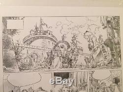 Original Board Drawing Bd Theo Caneschi. The Terrible Pope. Volume 2 Plate 14