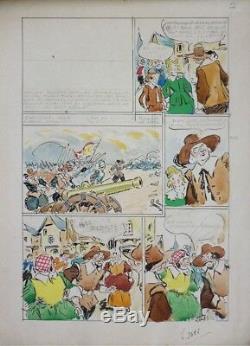Original Bourdin Comic Published In Lisette In 1941 Drawing Bob Et Niquette