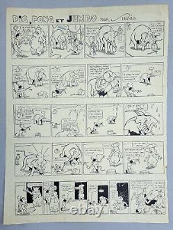 Original Comic Strip Board Pig, Pong And Jumbo / Paul D'espagnat / S-pania / I-beric