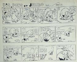 Original Comic Strip Board Pig, Pong And Jumbo / Paul D'espagnat / S-pania / I-beric