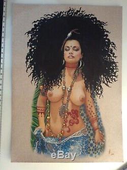 Original Drawing Board Bd Dedication Tribute Djinn Pin Up Fantasy Art Female Akt