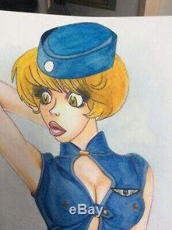 Original Drawing Board Bd Dedication Tribute From The Air Hostess Panam Natasha Art