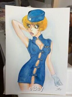 Original Drawing Board Bd Dedication Tribute From The Air Hostess Panam Natasha Art