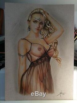 Original Drawing Board Bd Dedication Tribute Succubus Pin Up Akt Art Female Roman