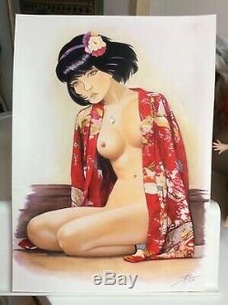 Original Drawing Board Bd Dedication Tribute Woman Yoko Japanese Geisha Art Akt