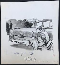 Original Drawing Board Christian Gaty Groom Illustration Luxury Car B2.40