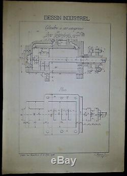 Original Drawing Board Indusutiel School Familistère Guise -1898