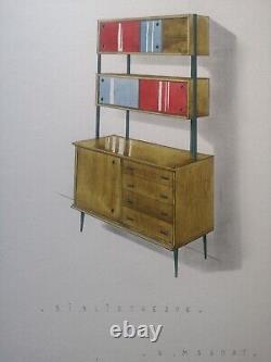 Original Drawing Board by R. Magnat Framed Decor / Vintage Furniture
