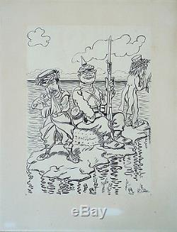 Original Drawing By Caran D'ache (1858-1909) Hispanic American War 1898