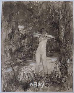 Original Drawing By Fernand Hertenberger (1882-1970) Nude Woman Eroticism