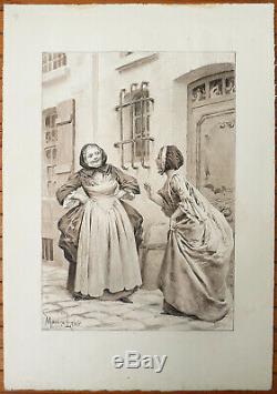 Original Drawing By Maurice Leloir (1851-1940) Wash Illustration