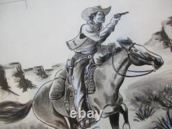 Original Drawing + Color Plate by Rol Roland Venet, 1960 Western Cowboy