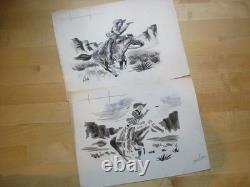 Original Drawing + Color Plate by Rol Roland Venet, 1960 Western Cowboy