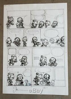 Original Drawing, Dedication, Preparatory Board The Small Spirou Dan Verlinden