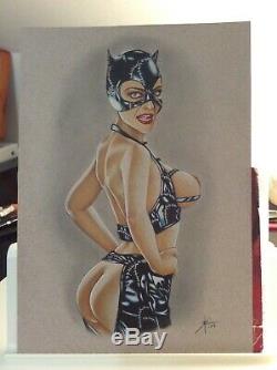 Original Drawing Female Dedicace Board Bd Akt Cinema Catwoman Michelle Pfeiffer