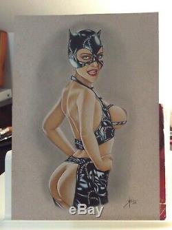 Original Drawing Female Dedicace Board Bd Akt Cinema Catwoman Michelle Pfeiffer