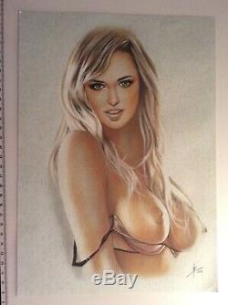 Original Drawing Female Dedicace Board Bd Akt Nudo Nude Female Nude Woman Art 009