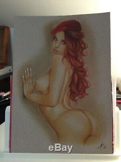 Original Drawing Female Dedicace Board Bd Akt Nudo Nude Female Nude Woman Art 011