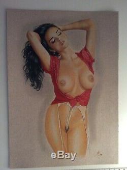 Original Drawing Female Dedicace Board Bd Akt Nudo Nude Female Nude Woman Art 025
