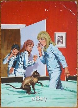 Original Drawing Gouache Of Cortiella Cover Cathy Magazine 1972 Cat