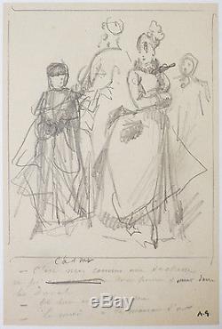 Original Drawing In Pencil By Alfred Grevin (1827-1892) Humor 19th Century