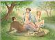 Original Drawing Inedit The Girls At Pic Nic From Florence Magnin Very Nice State