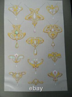 Original Drawing Jewelry 1900 4 Boards