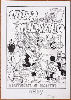 Original Drawing Of Benito Jacovitti Pippo Cocco Bill Zorry Kid