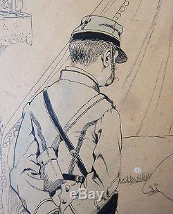 Original Drawing Of Job (1858-1931) Illustration Military Militaria 1890