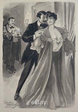 Original Drawing Of Lubin De Beauvais (1873-1917) Erotic Illustration Cocu 1905