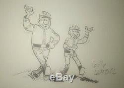Original Drawing Willy Lambil The Blue Tunics Signed No Hergé Franquin Uderzo