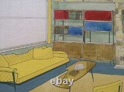 'Original Drawing by R. Magnat - Framed. Vintage Decor/Furniture'