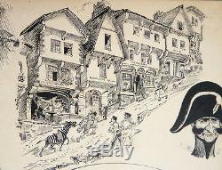 Original Drawings Albert Robida (1848-1926) Illustration Dinan Bretagne Drawing