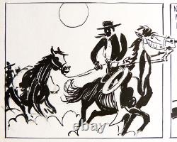 Original Plank Of Bd Western Circa 1960 Drawings By Jean Frisano (1927-1987)