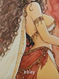 Original Signed Drawing Comic Art Page Woman Pastiche Tribute to French Comics 087